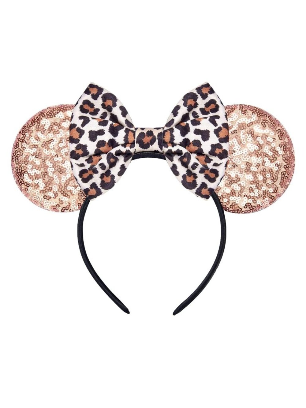 Women Leopard Sequin Bow Mickey Mouse Hair Headband for Cosplay